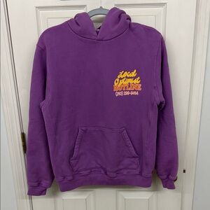 Madhappy Purple Hoodie with Local Optimist Hotline Design: XS
